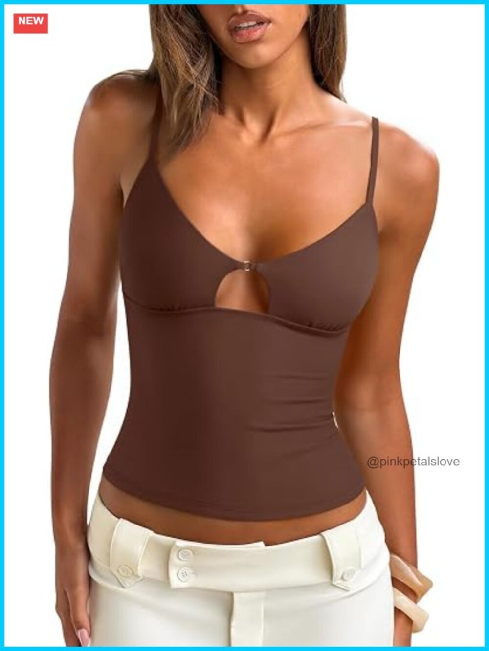 Cut Out Spaghetti Strap Tank Top Double Lined V Neck Camisole Y2K Going Out Top